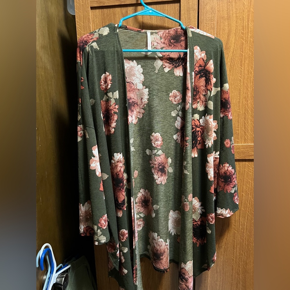 Floral Open Front Cardigan